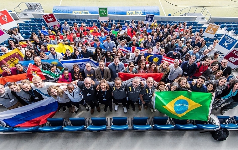 SINSHEIM, GERMANY - OCTOBER 11: All Project Leaders and Laureus Staff pose for a group picture during the Laureus Sport For Good Summit on October 11, 2016 in Sinsheim, Germany. (Photo by Simon Hofmann/Getty Images For Laureus)